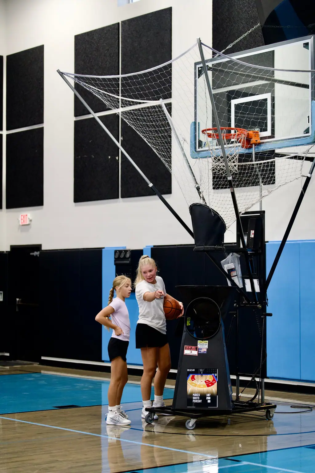 Player using the shooting machine