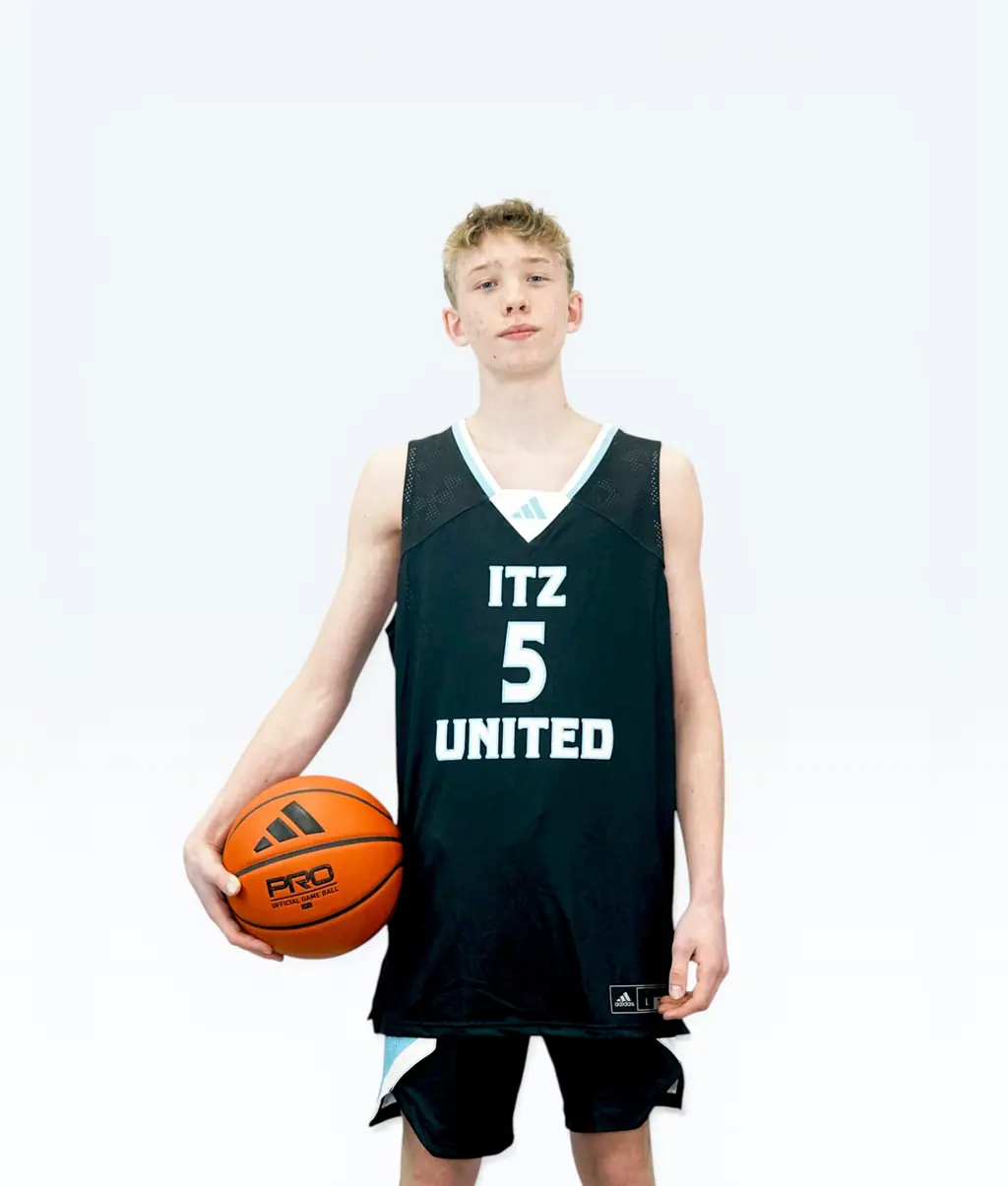 Player portrait holding a ball, jersey 5